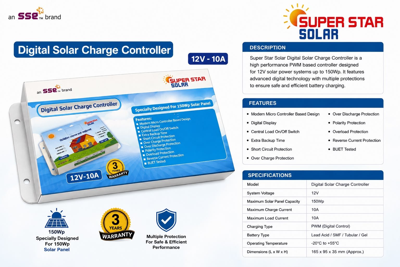 Super Star Solar Digital Solar Charge Controller